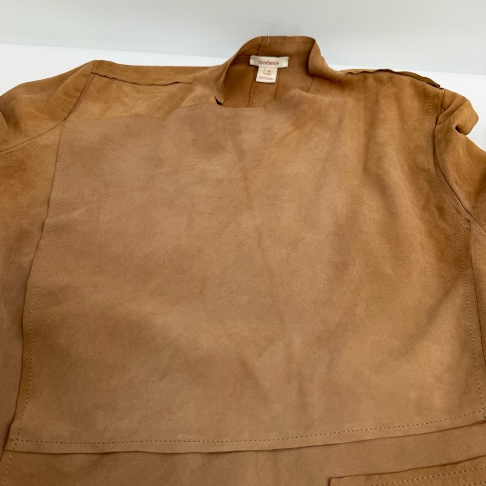 Sundance Jacket Womens Size 6 Tan Suede Waterfall Drape Open Front Lightweight - Picture 11 of 14